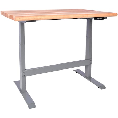 Global Industrial Electric Adjustable Height Workbench, Maple Safety Edge, 48inW x 30inD, Gray 338337GY